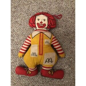 Vintage Ronald McDonald Stuffed Plush Cloth Doll 12" + Made in USA 70's
